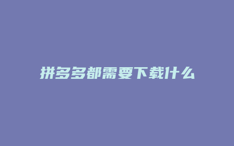 拼多多都需要下载什么软件