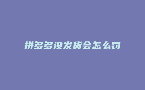 拼多多没发货会怎么罚