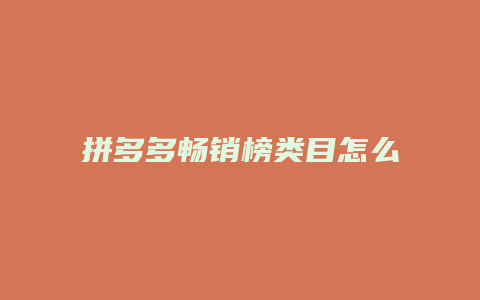 拼多多畅销榜类目怎么设置