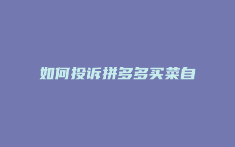 如何投诉拼多多买菜自提点