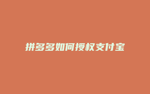 拼多多如何授权支付宝