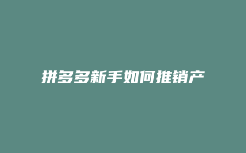 拼多多新手如何推销产品