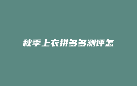 秋季上衣拼多多测评怎么写