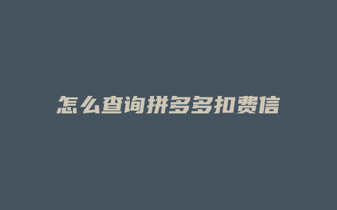 怎么查询拼多多扣费信息