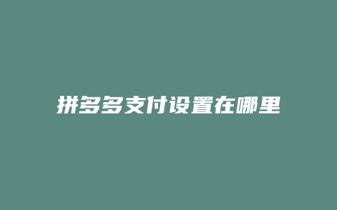 拼多多支付设置在哪里分期