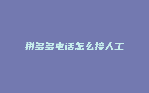 拼多多电话怎么接人工电话