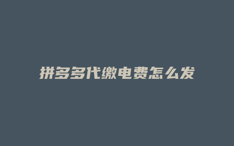 拼多多代缴电费怎么发布