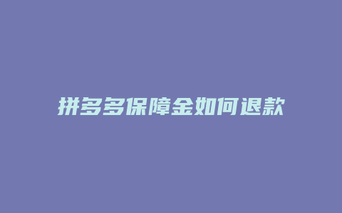 拼多多保障金如何退款