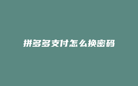 拼多多支付怎么换密码登录