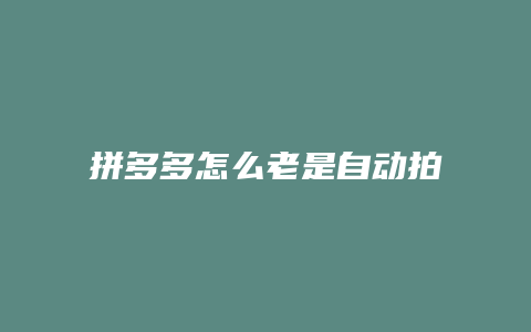 拼多多怎么老是自动拍东西