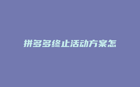 拼多多终止活动方案怎么写