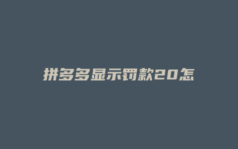 拼多多显示罚款20怎么交