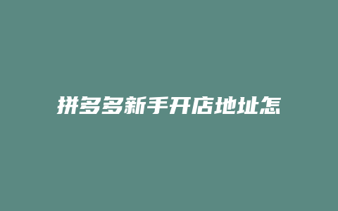 拼多多新手开店地址怎么写