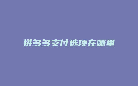 拼多多支付选项在哪里设置