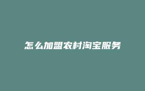 怎么加盟农村淘宝服务站