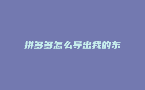 拼多多怎么导出我的东西