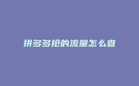 拼多多抢的流量怎么查