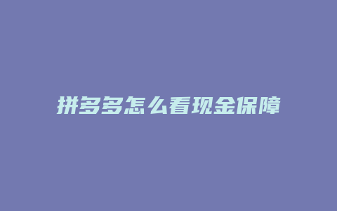 拼多多怎么看现金保障