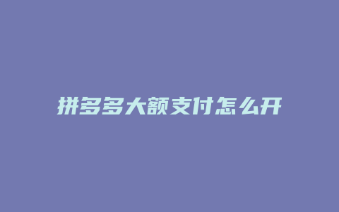 拼多多大额支付怎么开通