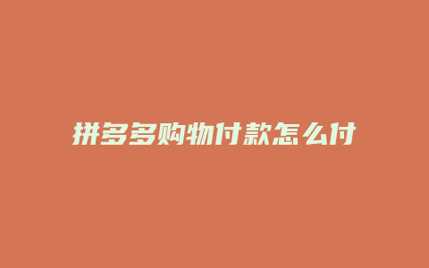 拼多多购物付款怎么付不了