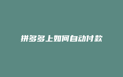 拼多多上如何自动付款购物