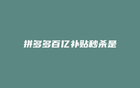 拼多多百亿补贴秒杀是什么