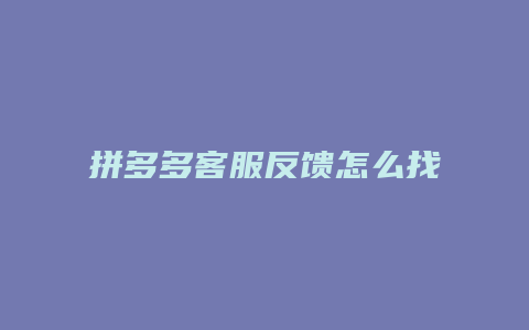 拼多多客服反馈怎么找