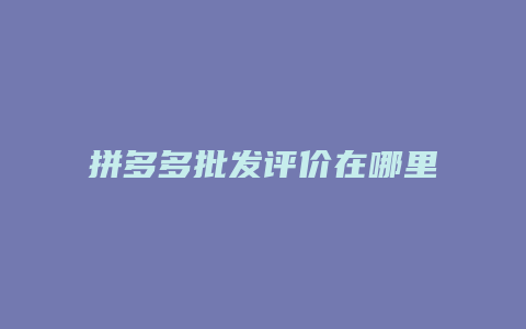 拼多多批发评价在哪里评价