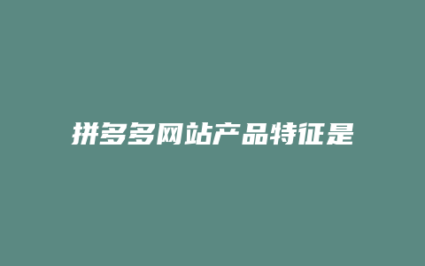 拼多多网站产品特征是什么