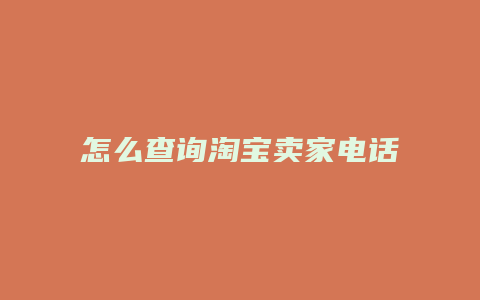 怎么查询淘宝卖家电话