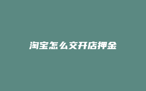 淘宝怎么交开店押金